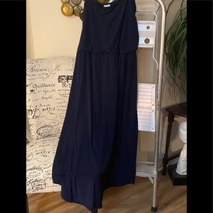 Hi-Low Navy Dress with Removable Straps, Sz 3x